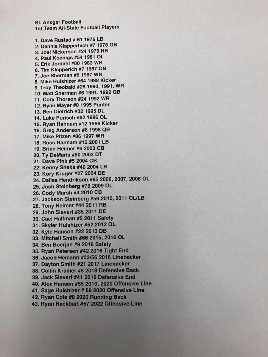 Ryan Hackbart is the latest Saint to add his signature to this helmet as a 1st Team All-State honoree.