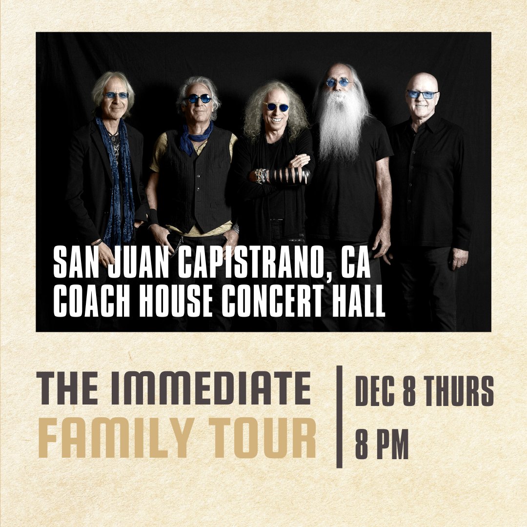 Hey San Juan Capistrano, we are coming to your city on December 8th! See you there! bandsintown.com/t/1025519592?a…

via <a href="/QuartoValley/">Quarto Valley Records</a> Records

#TheImmediateFamily #Tour