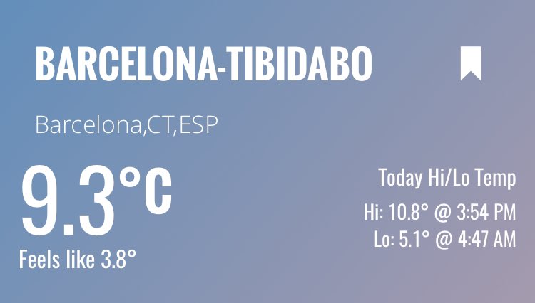 Tot i el vent avui ha quedat un dia fred al Tibidabo.
Màxima de 19,8° i mínima de 5,1°