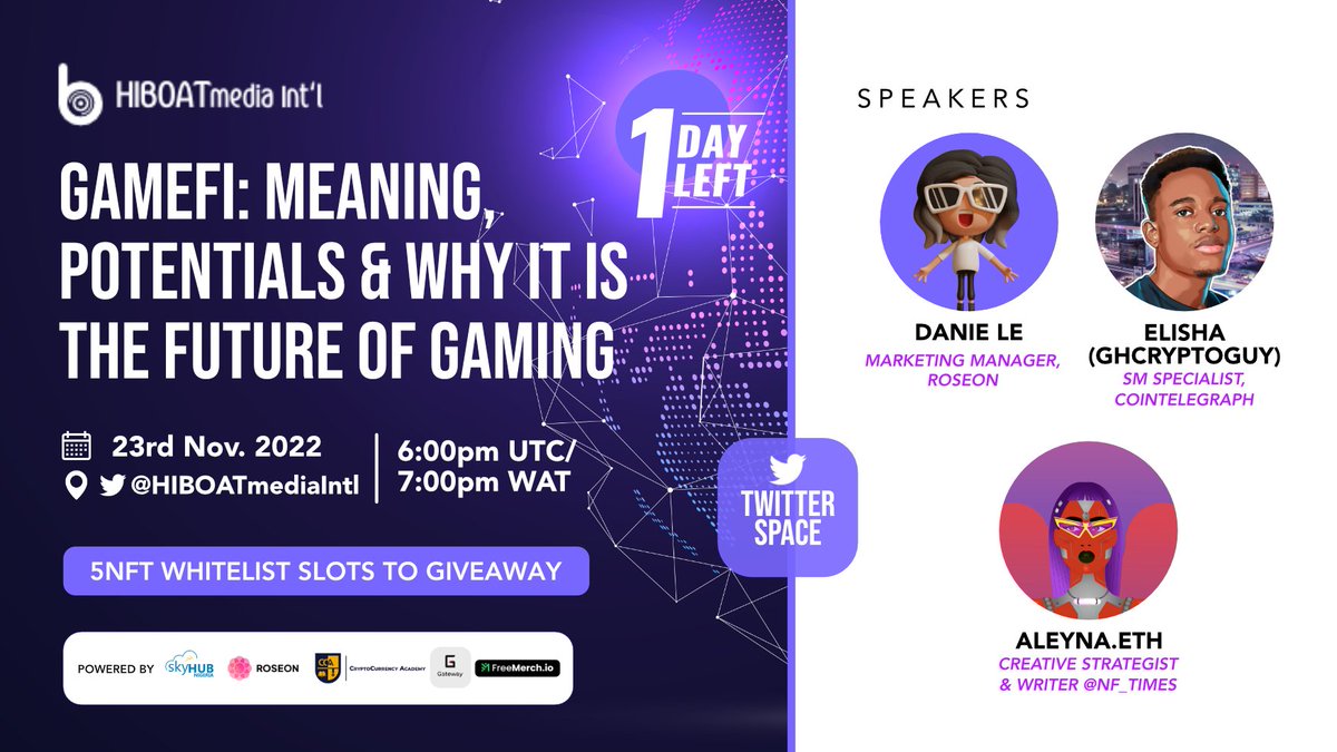 HIBOATmediaIntl's tweet photo. Feel the excitement in the air? 😀

That's because it's just 1 DAY left until our highly anticipated Twitter Space event. LG⏳

Set Reminder!👇
https://t.co/Oqy3SsAI0l https://t.co/aWleejYrGd