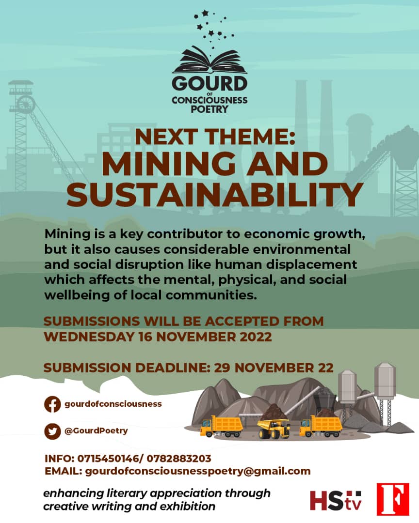 ChildrenPoetry's tweet photo. SUBMISSIONS: Should be sent to gourdofconsciousnesspoetry@gmail.com or whatsapp +263715450146/+263782883203 with the subject line Poetry as an advocate for sustainable mining practices https://t.co/J6PCHd2lsB