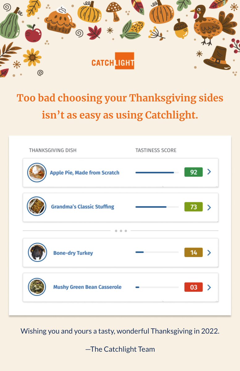 CatchlightAI's tweet photo. Happy Thanksgiving – from the Catchlight family to you and yours.  
#builtinlabs #catchlight #happythanksgiving https://t.co/ILhaqDvMY1