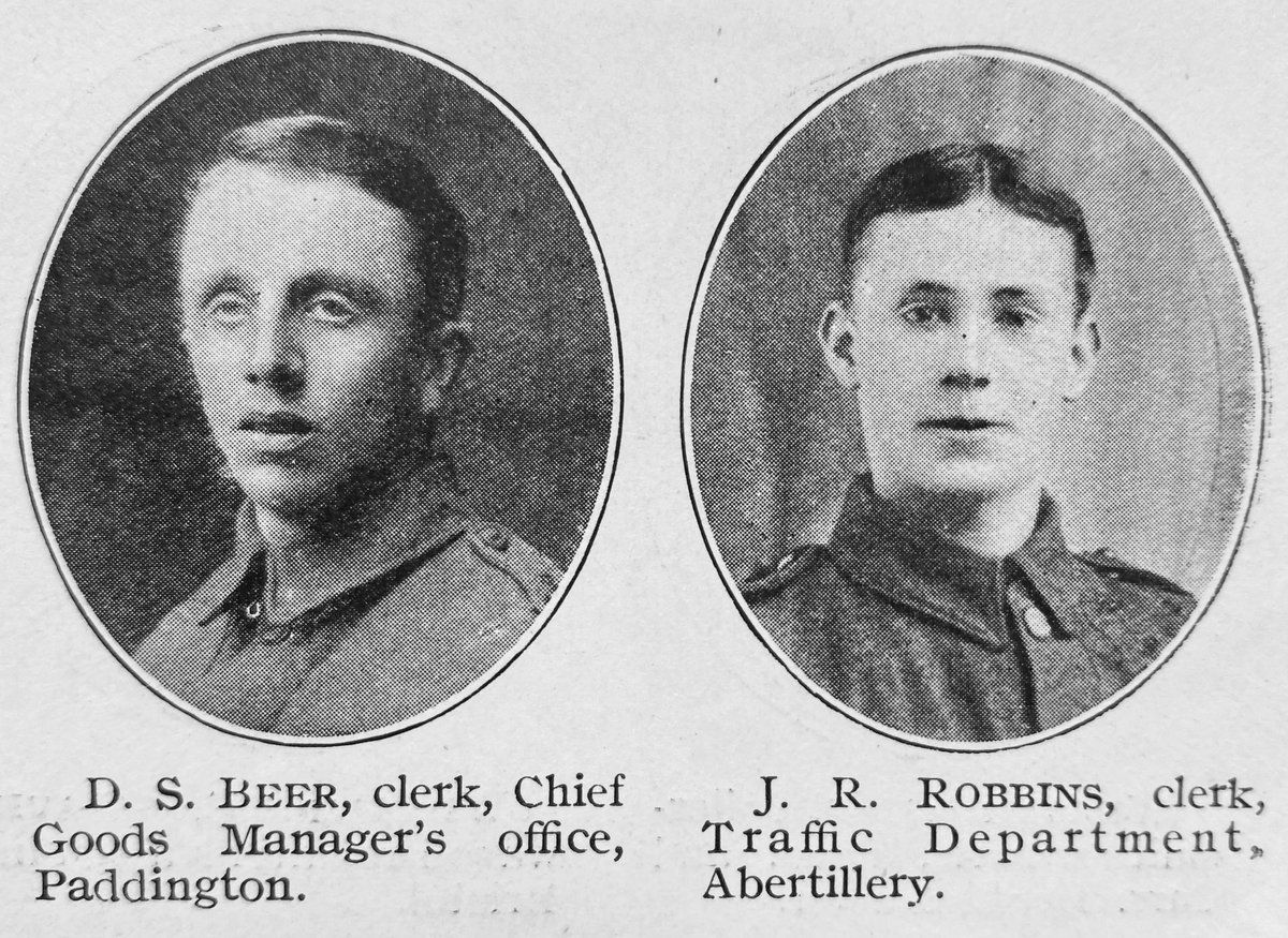 Great Western Railwaymen who lost their lives in the First World War
#WW1 #FWW #GWR #Railway

D S Beer (16th London Regt) - Paddington 
J R Robbins (L/Cpl 6th Siege Co (Monmouth) Royal Engineers) - Abertillery