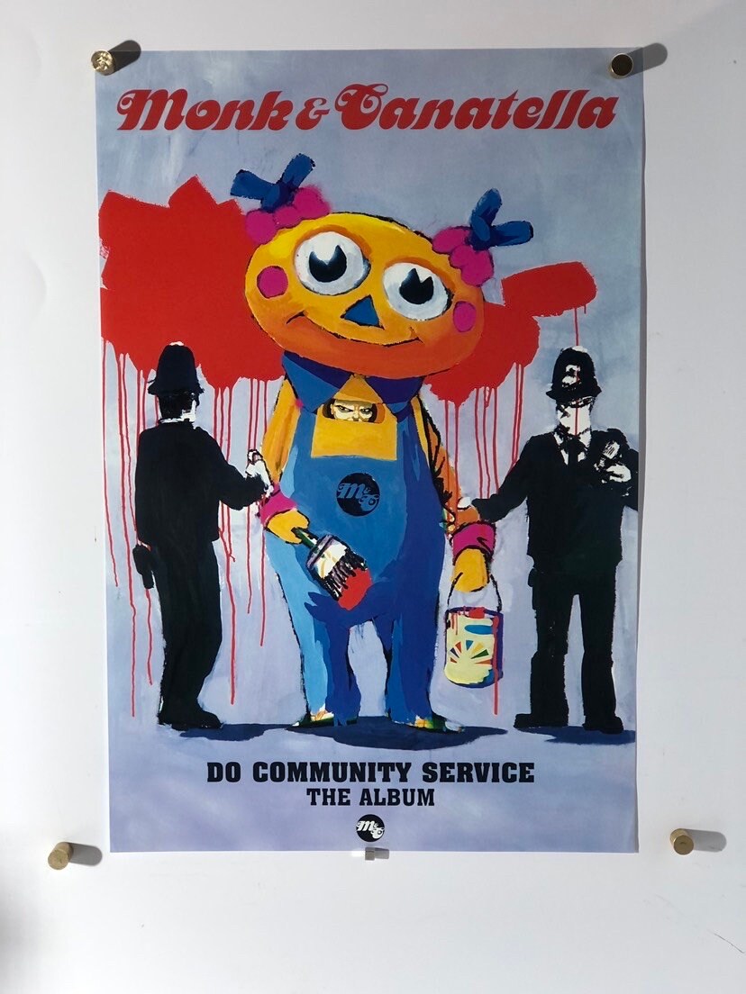 postermad's tweet image. Excited to share the latest addition to my #etsy shop: Rare Original Monk &amp;amp; Canatella 'Do Community Service' Promo Poster Banksy and Insect Artwork etsy.me/3tTdkum #unframed #music #vertical #uk #poster #original #british #advertising #promotional