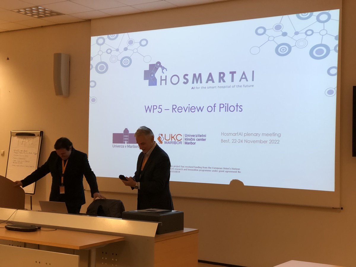 HosmartAI's tweet photo. In this first day, partners reflected on major results of sprint 3 co-creation activities, on pilots studies planned and shared insights about the most valuable features for the different #stakeholders of the #HosmartAI #benchmarking tool. ⚕️🤖 https://t.co/WOsmxupjMV