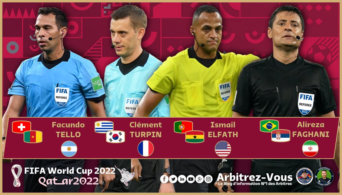 ArbitrezVous's tweet photo. 🌐 #FIFA - #FIFAWorldCup #Qatar2022
Au programme de ce jeudi 24 novembre 2022 #MATCHDAYREF
@ArbitresSAFE @FFF @FIFAWorldCup @fifacom_fr @roadtoWC2026 @fifaworldcup_fr @VictoriaGooner @Law5_TheRef @MikaelReferee @beinsports_FR @lequipe @ArbitroInteBlog https://t.co/MaN8HmJCVk