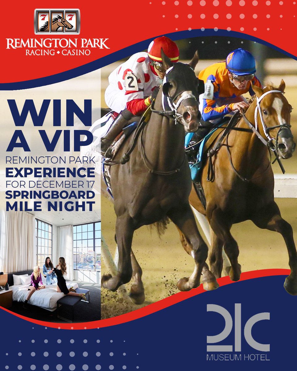 RemingtonPark's tweet photo. Win a VIP Experience during the Remington Park #SpringboardMile on Sat. Dec. 17th!
Along with the package from @21cHotels in #OKC you will also could win:
- A table in @Silks_RMP
- $100 in Free Bets
- And more!
Enter NOW: https://t.co/cJR4IYa4rM
#BestBetYet #SeeOKC https://t.co/meDt1CEsAG