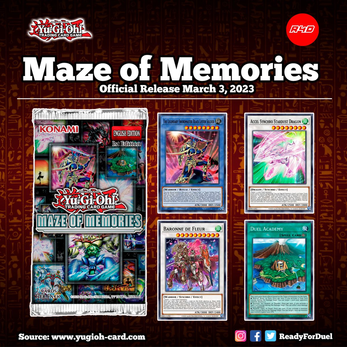 Maze of Memories Reprints and new cards: Black Luster Soldier - Legendary  Swordsman Duel Academy Accel Synchro Stardust Dragon Source:  https://t.co/CdYChAr08t # #OCG #TCG #YGO #YuGiOh