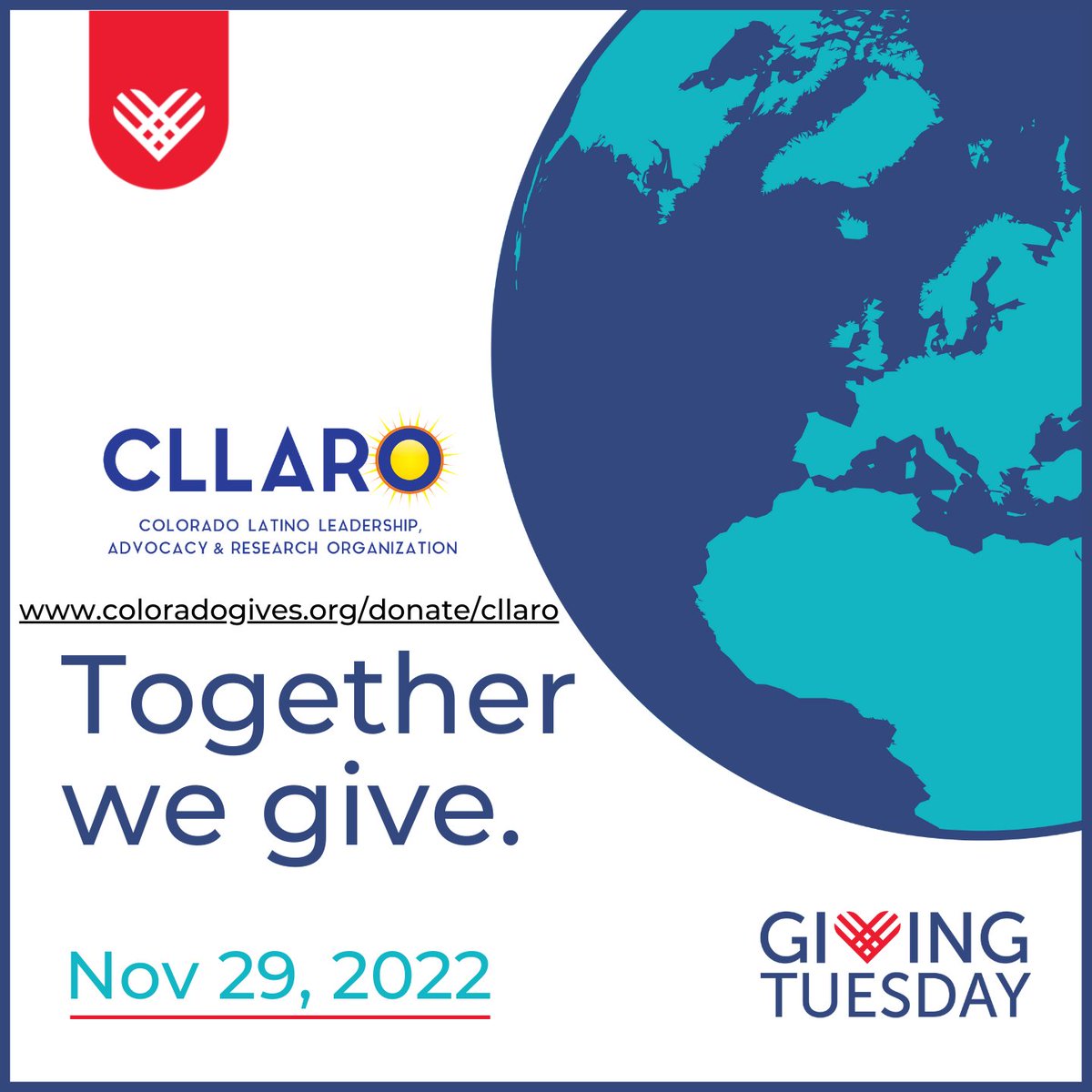 Giving Tuesday is a global day for people to support non-profits that are making a difference in the lives of various communities. This year, it falls on Tuesday, November 29. We encourage you to support our work to improve the lives of Latinos in Colorado coloradogives.org/cllaro