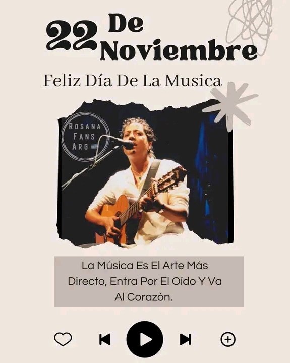 RosanaFansArg's tweet photo. La Música Es El Arte Más Directo, Que Entra Por El Oído Y Va Al Corazón♥️ 
Que Tu Música Siga Llenando Nuestros Corazones♥️🥰 @RosanaOficial
Feliz Día De La Musica🎼🎶 https://t.co/AfXyOqZsGS