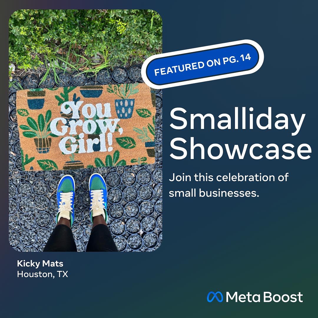 talksbrand's tweet photo. @meta is pleased to announce the launch of their latest campaign supporting small business shopping - "2022 Smalliday Showcase,” holiday shopping guide🎁✨

Consumers can shop directly from the guide to receive exclusive promotions and insights. Congratulations, @kickymats ✨ https://t.co/pDfsYGDwlS