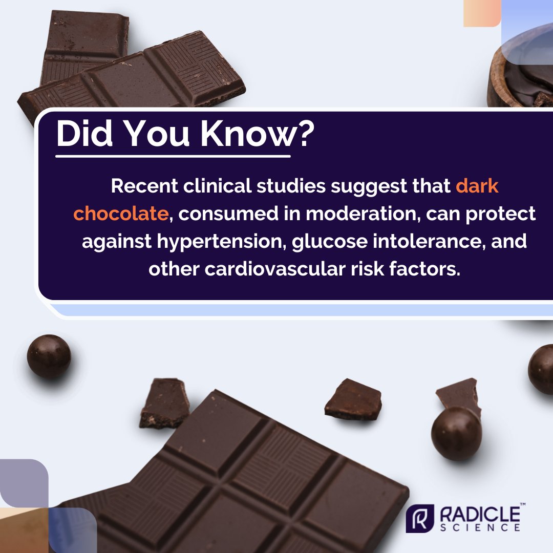 radiclescience's tweet photo. Do you eat dark chocolate? Studies show that there is an array of benefits with eating dark chocolate, although larger clinical studies are needed to further investigate. 

#chocolate #cardiovascular #health #wellness #protiptuesday #ProofAsAService https://t.co/oBg3kSd2R0