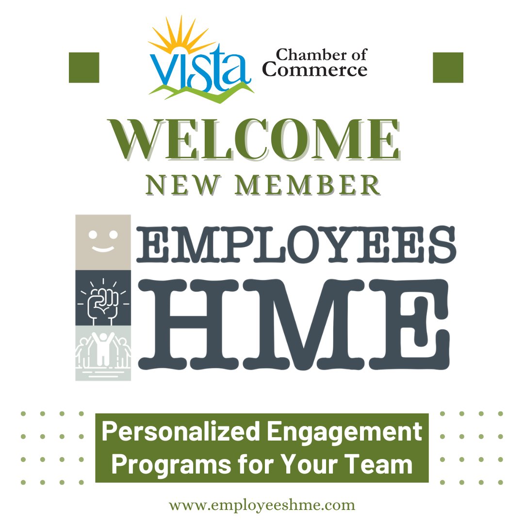 Welcome new Vista Chamber Member Employees HME!

Employees HME believes that each employee is crucial for the success of any business, so they focus on providing their employee engagement services with a personalized and human touch. Learn more at employeeshme.com.