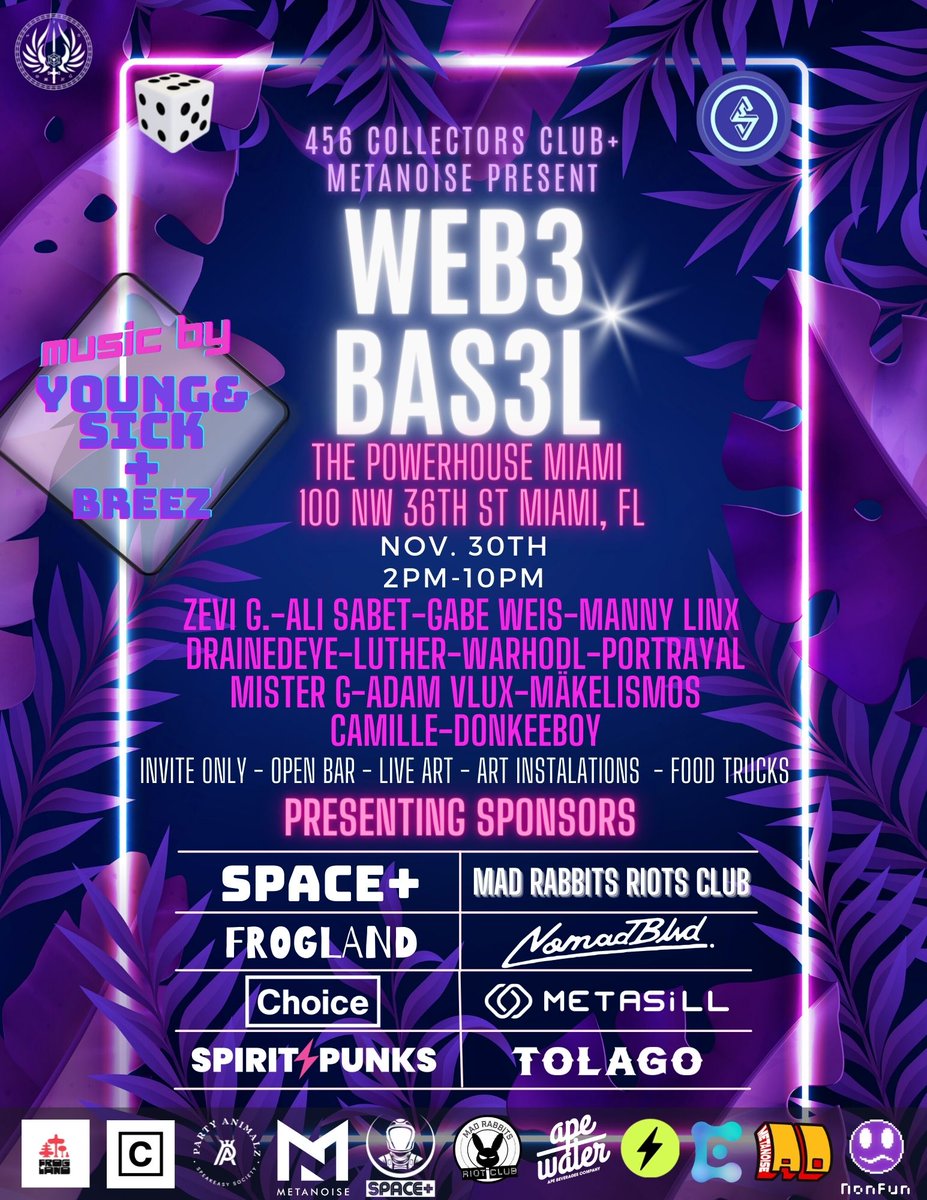 MetanoiseLLC's tweet photo. It's official!
Thank you to all the communities and sponsors for coming together to take over #ArtBasel for what's sure to be an epic event!
-Live Art
-DJ set by @youngandsick
-Open Bar
-Art Installations
-Food Trucks
-Invite Only
And a few surprises in store...
LFG! https://t.co/9ME3yC9mNO