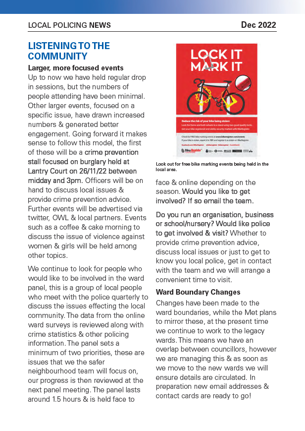 MPSNorthActon's tweet photo. The Acton Central Safer Neighbourhood Team newsletter for December 2022 https://t.co/9K7vcYOfH0