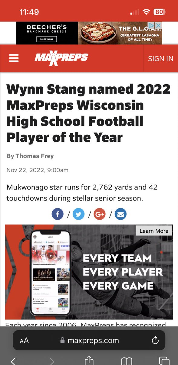 Extremely blessed and honored to be named <a href="/MaxPreps/">MaxPreps</a> Wisconsin Football Player of the Year!!! <a href="/MukFootball/">Mukwonago Football</a> <a href="/Rivals/">Rivals</a> <a href="/AllenTrieu/">Allen Trieu</a>