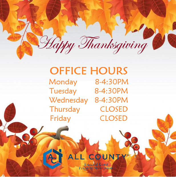 AllCountyEC's tweet photo. We wish you the happiness of good friends, the joy of a happy family, and the wonder of the holiday season. Have a memorable Thanksgiving from all of us at All County Emerald Coast!
#Thanksgiving #family #propertymanagement https://t.co/1GXHqYTgDz