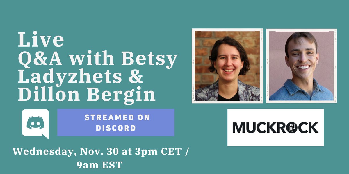 datajournalism's tweet photo. Want to learn more about how collaboration can fuel your #ddj reporting? Then don't miss our upcoming @discord event with @betsyladyzhets &amp; @DillonBergin from @MuckRock! 

Join the live Q&amp;A on Wednesday 30th of November at 3pm CET- 9am EST

https://t.co/vmCO4hwuFO #datajournalism https://t.co/bkm8bLxerg