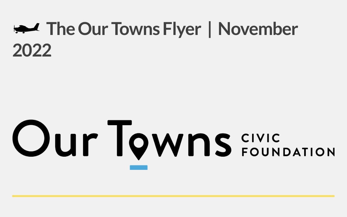 OurTowns's tweet photo. The November Edition of the Our Towns Flyer lands in inboxes today ✈️

We’re thankful for the opportunity to share stories about a decommissioned prison turned sustainable farm, a food distribution hub, a map of Thanksgiving dinner, &amp; more.

Read here: https://t.co/lDkXE47Xkj https://t.co/4XXnyp5Dqn
