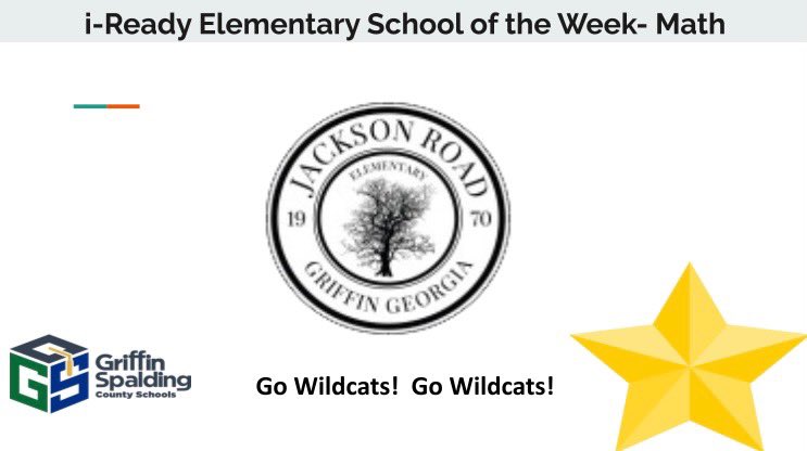 JoseyDashia's tweet photo. The Wildcats @JacksonRoadElem are still holding on to the title as i-Ready Math Elementary School of the week!! These Wildcats are Wild about Math! #ClosingGaps #MTSSInterventions @GSCSMTSS @GriffinSpalding @CynthiaSJewell @CurriculumAssoc @DrAudreyGreer @williamcrespoac https://t.co/6KHIx09xa0