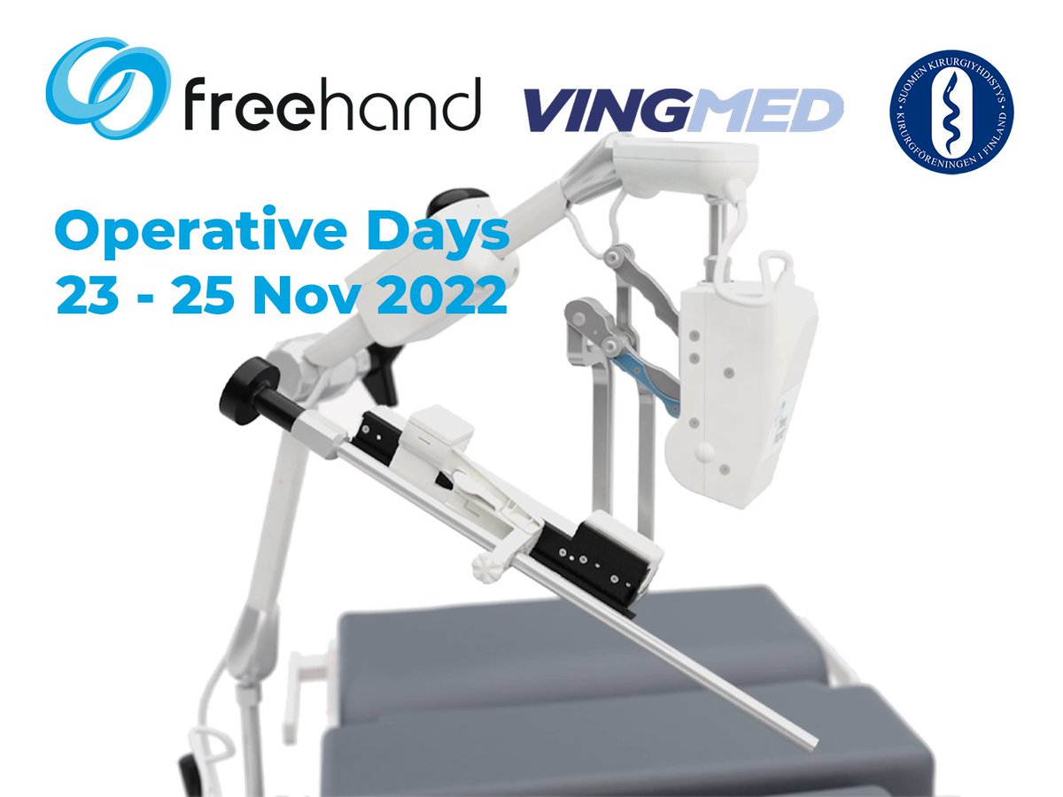 Freehand will be on show at Operative Days: a Joint Meeting of the Finnish Societies of Surgery and Anesthesiology. It will be held in the Siive premises of the Helsinki Messukeskus.
Come and visit the Vingmed stand: G2 to try or
get in touch today to discuss a trial.
#surgery