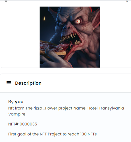 Thepizza_Power's tweet photo. NFT Uploaded today,
this is 35 #NFT
Name:  Hotel transilvania Vampire

ThePizza_Power at #OpenSeaNFT

https://t.co/v0Ll8umhRl

#NFTGiveaways #ETH #NFTs #NFTs #NFTCommunity https://t.co/KTJLA9tf4N
