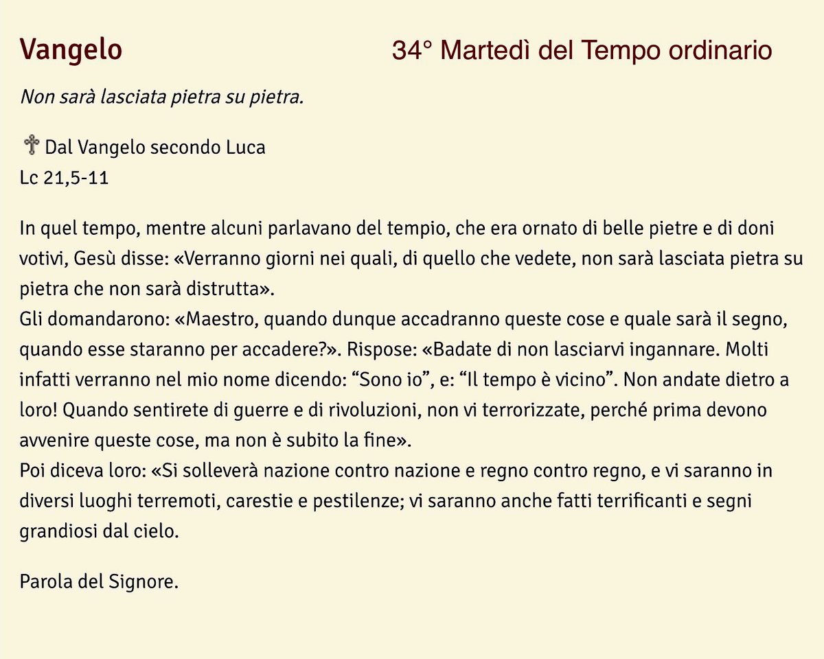 domenicosaretto's tweet photo. «Verranno giorni in cui, di quello che vedete non sarà lasciata pietra su pietra che non sarà distrutta».
Viene il giorno in cui ogni cosa è distrutta — la Storia lo dimostra — , con una sola eccezione, da 20 secoli e fino ad oggi 👉 https://t.co/L6WThCGCWQ 👈 A questa io #CREDO https://t.co/W01NR3eu5V
