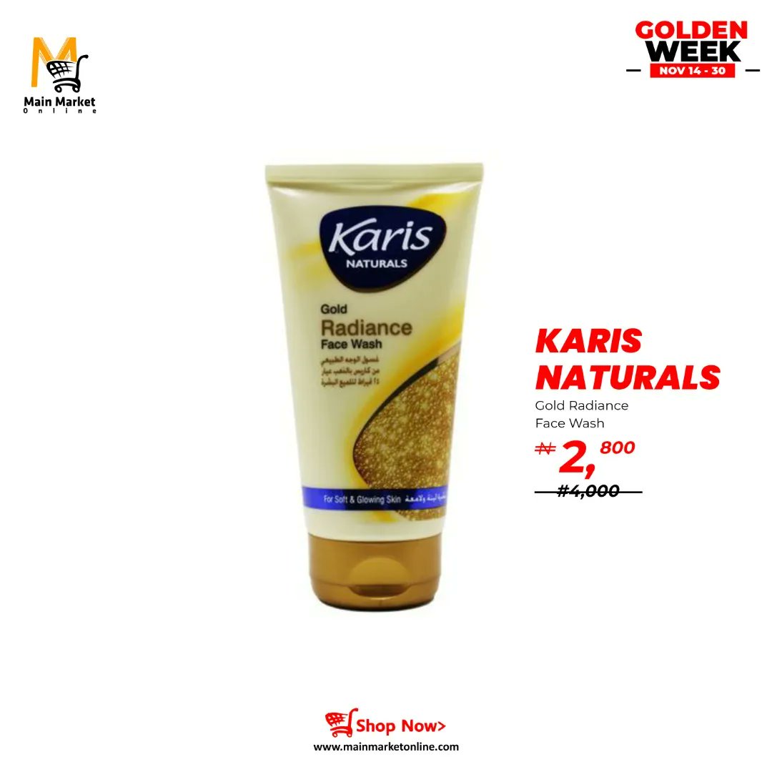 MainMarket's tweet photo. Karis Naturals Gold Radiance Face Wash now available on Main Market Online.
Give your face that soft gold radiance and illuminating glow with Karis Naturals.
Use the link in bio to place your orders now.
#MainMarketOnline #GoldenWeek #GoldenWeekSales #HotDeals #ShopOnline https://t.co/Qaf6bo4erO