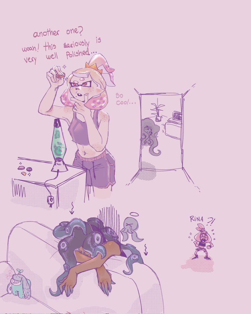 rock_of_sugar's tweet photo. i love this headcanon so much ;;; 💗🐙🦑
#Splatoon2 #pearlina https://t.co/ndP95neyLf