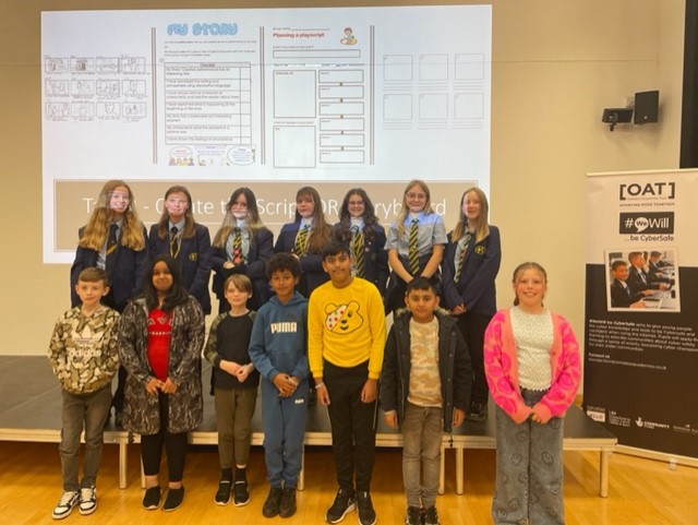 OSWBAcademy's tweet photo. Year 5 students from Loxdale &amp; Villiers primary and Y9 students connected to create some amazing performances to showcase their outstanding knowledge on cyber safety! 
#WeWill #iwillFund #OrmistonFamily @WeWillOrmiston https://t.co/dppz70gfrE