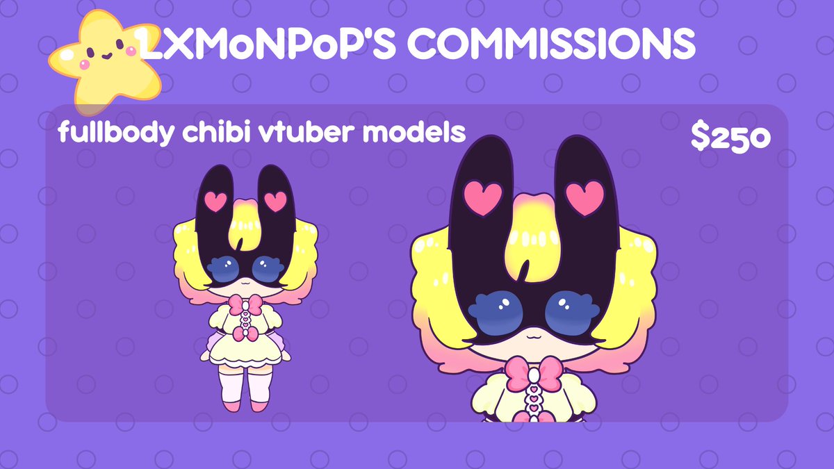 lxm0np0p's tweet photo. Vtuber Model Commissions🎄

opening only a few slots as it's a busy time but money is tight! chibi models (rig + art) and regular models available!

💌 DM if interested

[will be delivered before 25th December after the current queue]

LIMITED SPOTS! only 2!

rts appreciated 🌈💖 https://t.co/z3Mml022IJ