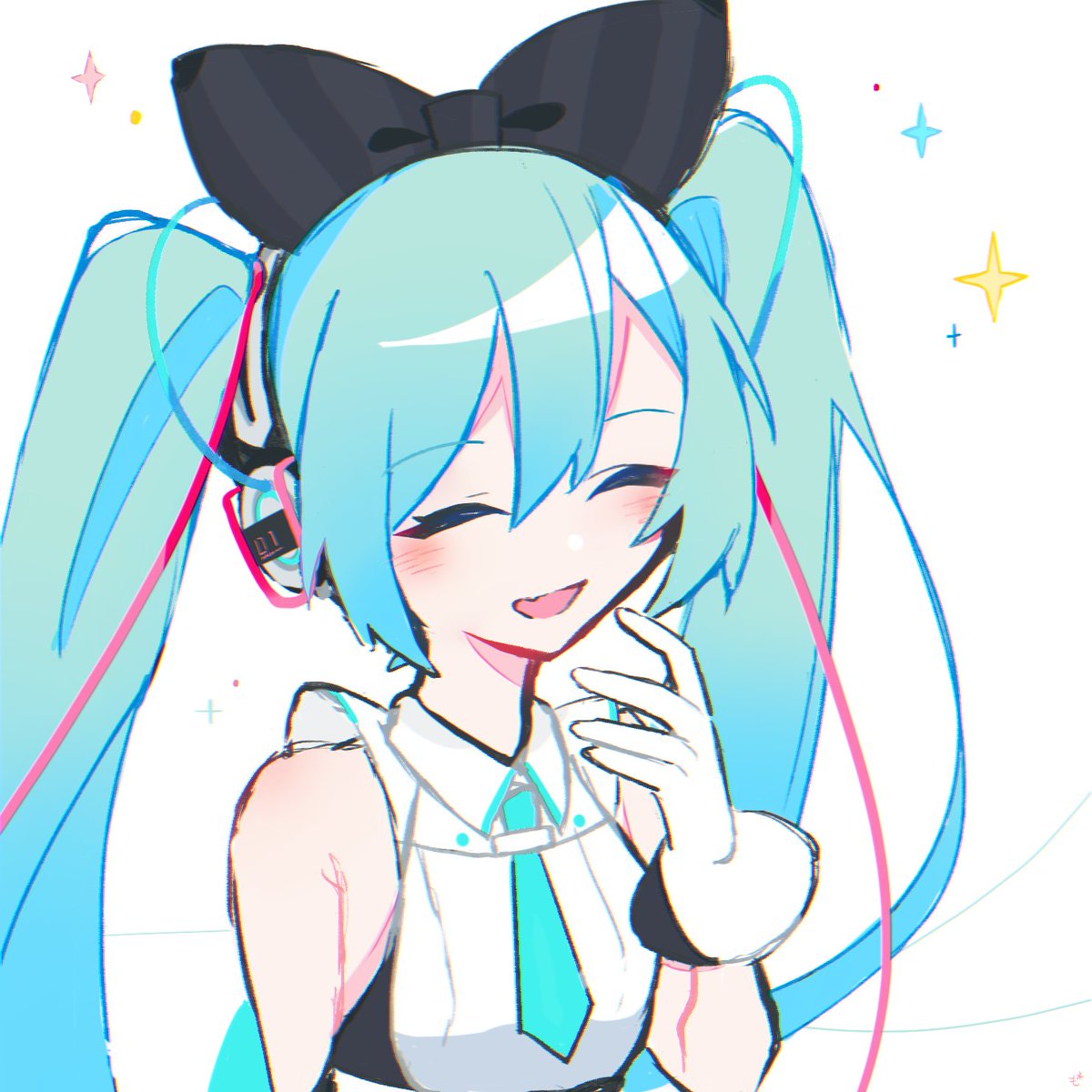 hatsune miku ,magical mirai miku 1girl solo gloves long hair twintails closed eyes white gloves  illustration images