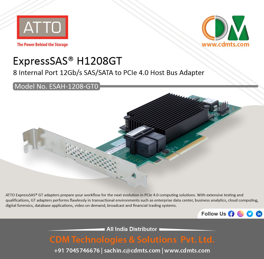 CDMTS's tweet photo. ExpressSAS® H1208GT
8 Internal Port 12Gb/s SAS/SATA to PCIe 4.0 Host Bus Adapter
#Attotechnology #macpro #thunderbolt #Mac #expansion #thunderboltports #studio #macstudio #thunderlink #atto #thunderbolt3 #SFP #streaming #data #CPU #adapter #gigabit #ethernet #thunderlink https://t.co/WMoOvD1f1l