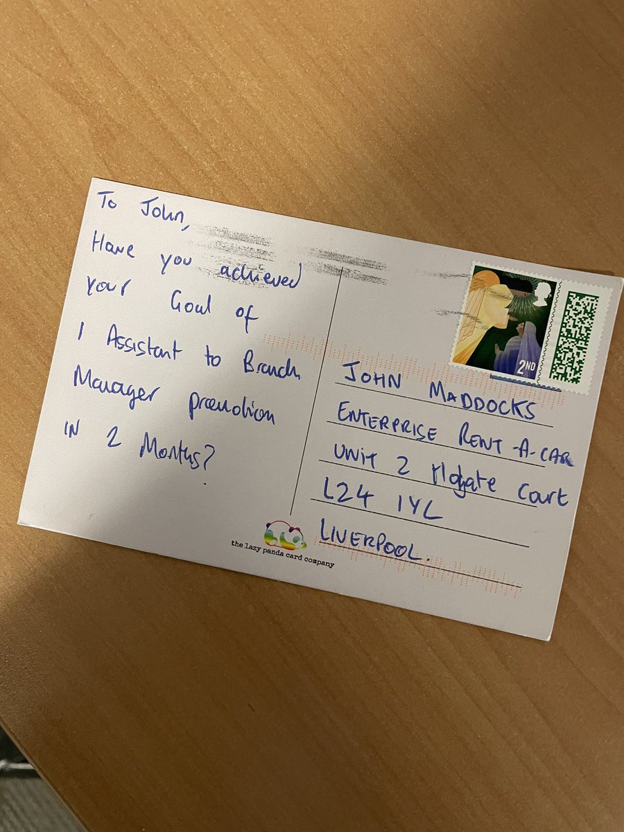 Great to get this through the post today from the Branch Manager retreat and see that we achieved this goal with a BM promotion for <a href="/JordanBatty8/">Jordan Batty</a> ‼️🔥✅  <a href="/U3Development/">Si Crumbleholme</a>