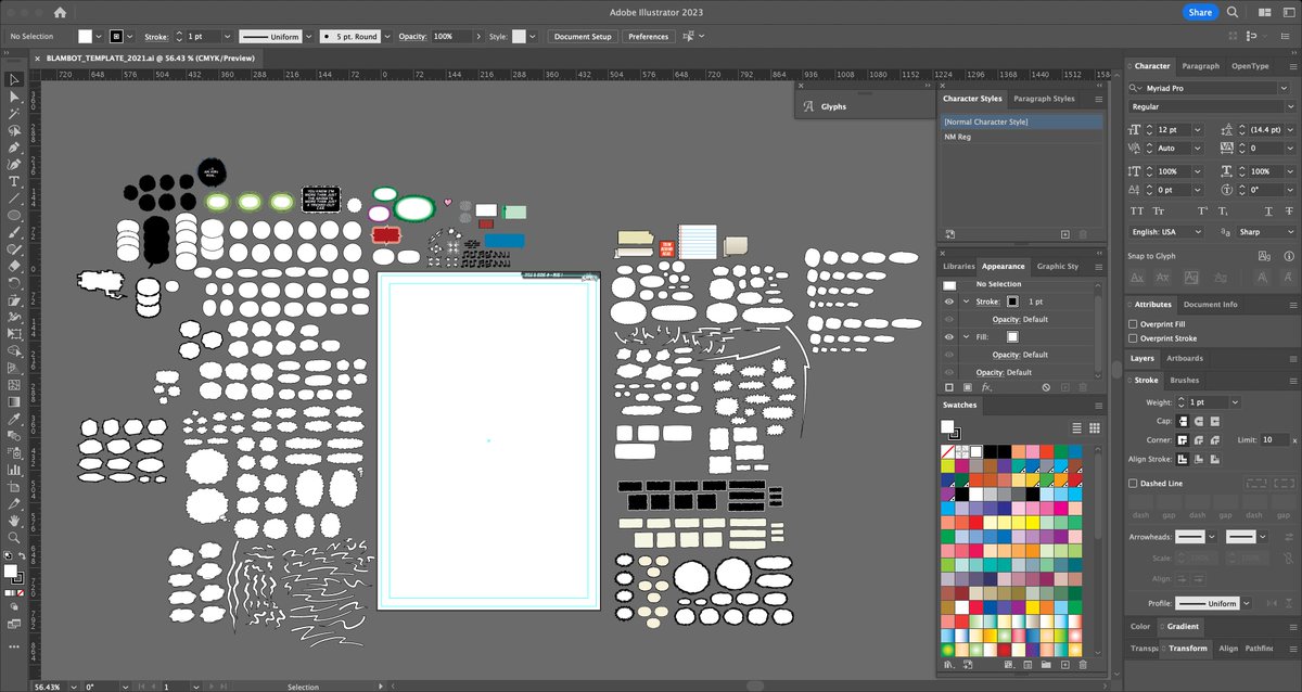 blambot's tweet photo. NEW YOUTUBE VIDEO: Tour Nate's default Adobe Illustrator lettering template! Spend some quality time geeking out over the functionality and assets of a professional comic book lettering template! 

https://t.co/I3bgSdmX1U https://t.co/1n4oY08y6A
