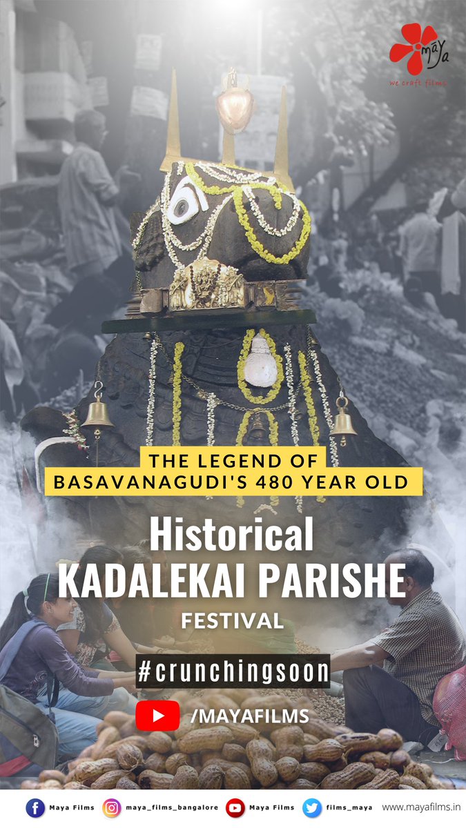 films_maya's tweet photo. Await the legend of Basavanagudi's 480-year-old historical  Kadalekai Parishe Festival.

Crunching soon!

Stay tuned
 
https://t.co/1Fh5LkQIbL 

#Kadelekaiparishe #basavanagudi #groundnutfestival #whatsaroundbangalore #documentary #mayafilms #nandikolu #bangaloreevents https://t.co/XtAkIAQqdC