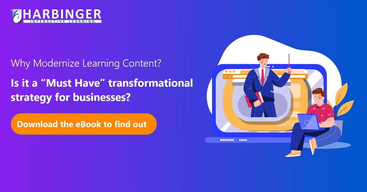 Approximately 42% of companies are seeking out new tools and technologies to #modernize their #content.  

Here’s an #ebook by <a href="/HarbingerLearn/">Harbinger Interactive Learning</a> that compiles everything businesses need to know about modernizing content! 

Download the eBook to learn more: bit.ly/3EvRySw