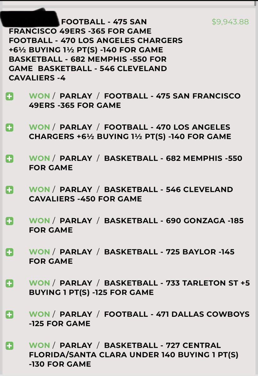 BetzSubmit's tweet photo. 11/22 CASHED (2) 10 LEG PARLAYS LAST NIGHT💰✅ 

$392 ➡️ $19,943 https://t.co/TU8O64PMHJ