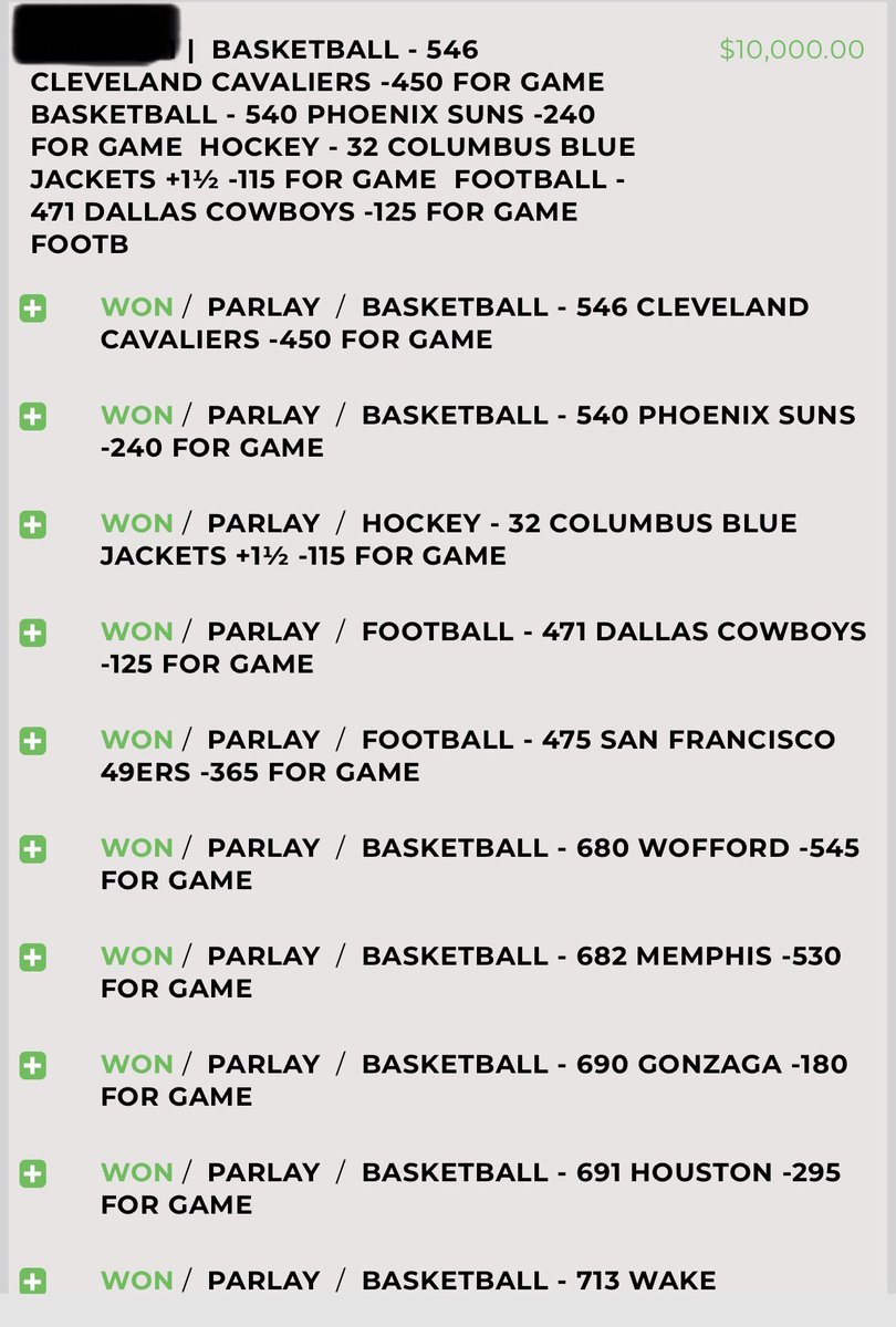 BetzSubmit's tweet photo. 11/22 CASHED (2) 10 LEG PARLAYS LAST NIGHT💰✅ 

$392 ➡️ $19,943 https://t.co/TU8O64PMHJ