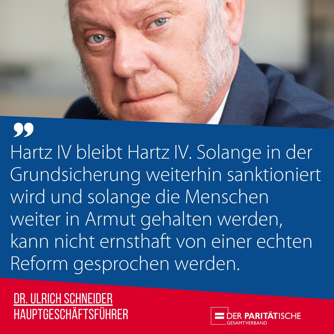 Der Kompromiss zwischen Ampel und CDU/CSU zum sogenannten #Bürgergeld ist absolut enttäuschend. Wir wurden Zeuge einer Desinformations- und Entsolidarisierungskampagne auf dem Rücken der Ärmsten durch die Unionsparteien. #HartzIV bleibt Hartz IV. 
👉der-paritaetische.de/alle-meldungen…