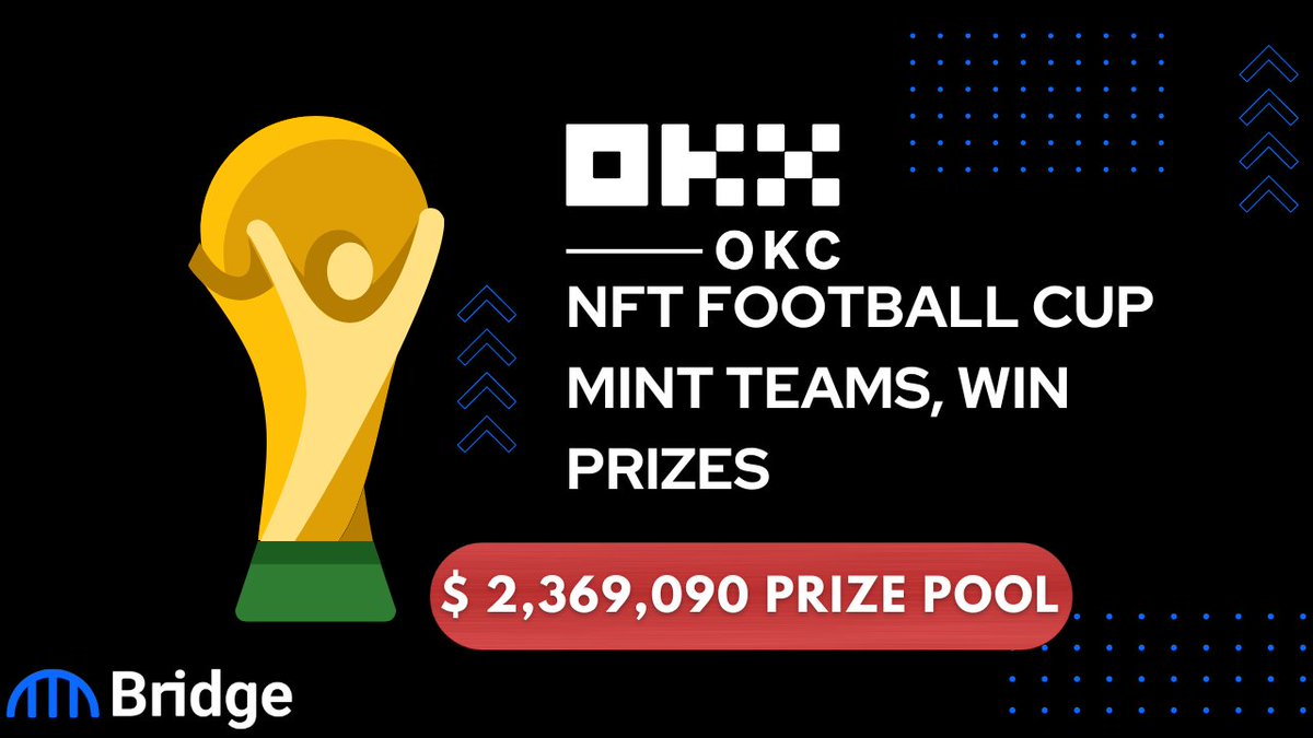 bridgenetwork0x's tweet photo. NFTs, Football and Prizes! 🤯

Bridge Network is collaborating with #OKXchain NFT Football Cup!🏆

Mint your teams #NFTs, If your team WINS, you WIN! 

Participate in the @OKCNetwork campaign via @gleamapp today! 👇
https://t.co/aAbaItqIPX

#bridgenetwork #FIFAWorldCup https://t.co/vk0yZSELsp
