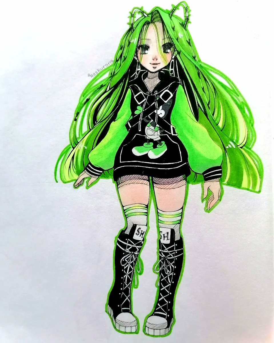 Hashuran's tweet photo. Note rapide dans mon carnet perso, pour retenir sa tenue comme référence.
- Harley 💚
#art #note #notebook #quicksketch #sketchbook #characterart #cuteart #kawaiiart #doll #collection #rainbowhigh #rainbow #shadowhigh #neonshadow #harley https://t.co/t2a0C5BIk7