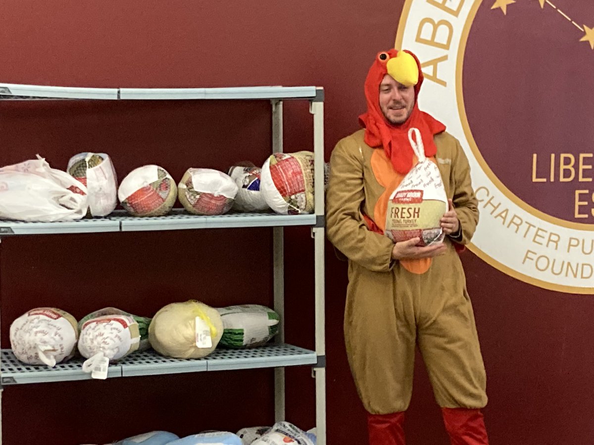 Another great job by our high school students putting together Thanksgiving baskets and collecting turkeys. Almost 50 baskets and over 20 turkeys donated today! Shoutout to Mr. Gitkind rocking the turkey suit from or fundraiser.