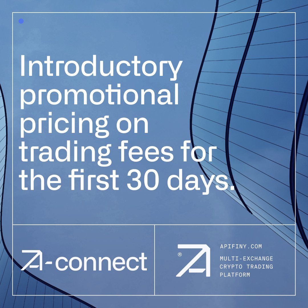 ApifinyCrypto's tweet photo. For new Apifiny Connect clients, we offer an introductory promotional pricing on trading fees for the first 30 days.

Schedule a meeting with our Sales Team to learn more: https://t.co/u8pAhipfvs https://t.co/dkG4PP9mCr
