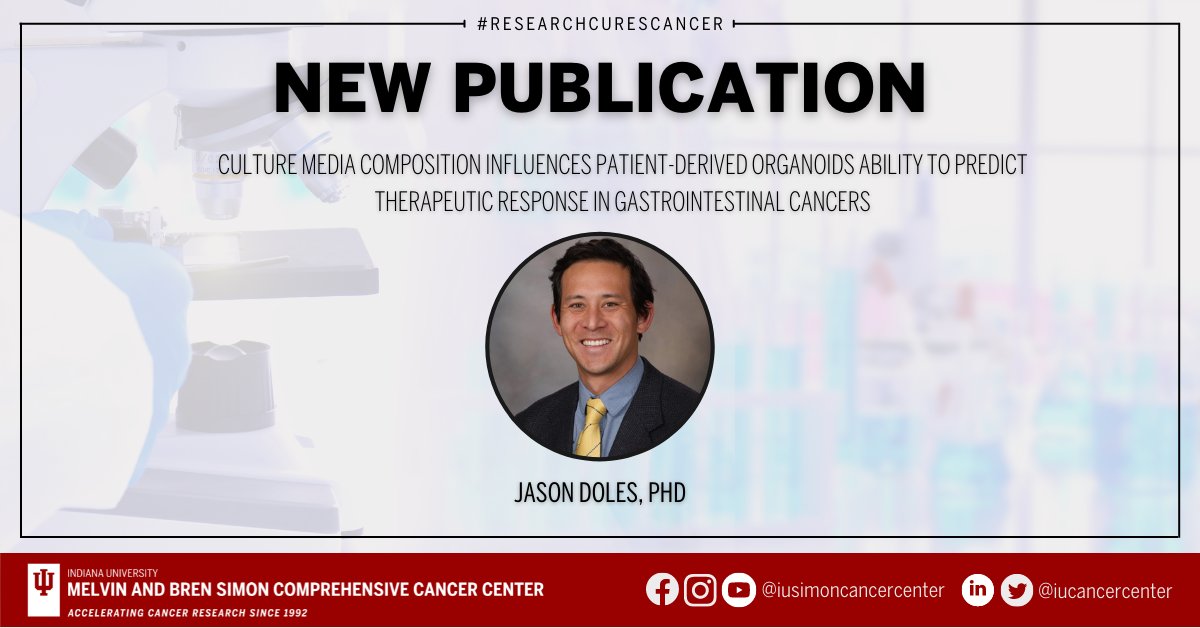 In a recently published article in <a href="/JCI_insight/">JCI insight</a> Jason Doles (<a href="/jdoles99/">Jason Doles</a>), PhD, and his colleagues evaluated a patient-derived organoid’s ability to predict clinical response to gastrointestinal cancers. Learn more: ow.ly/XBhT50LkNuC.