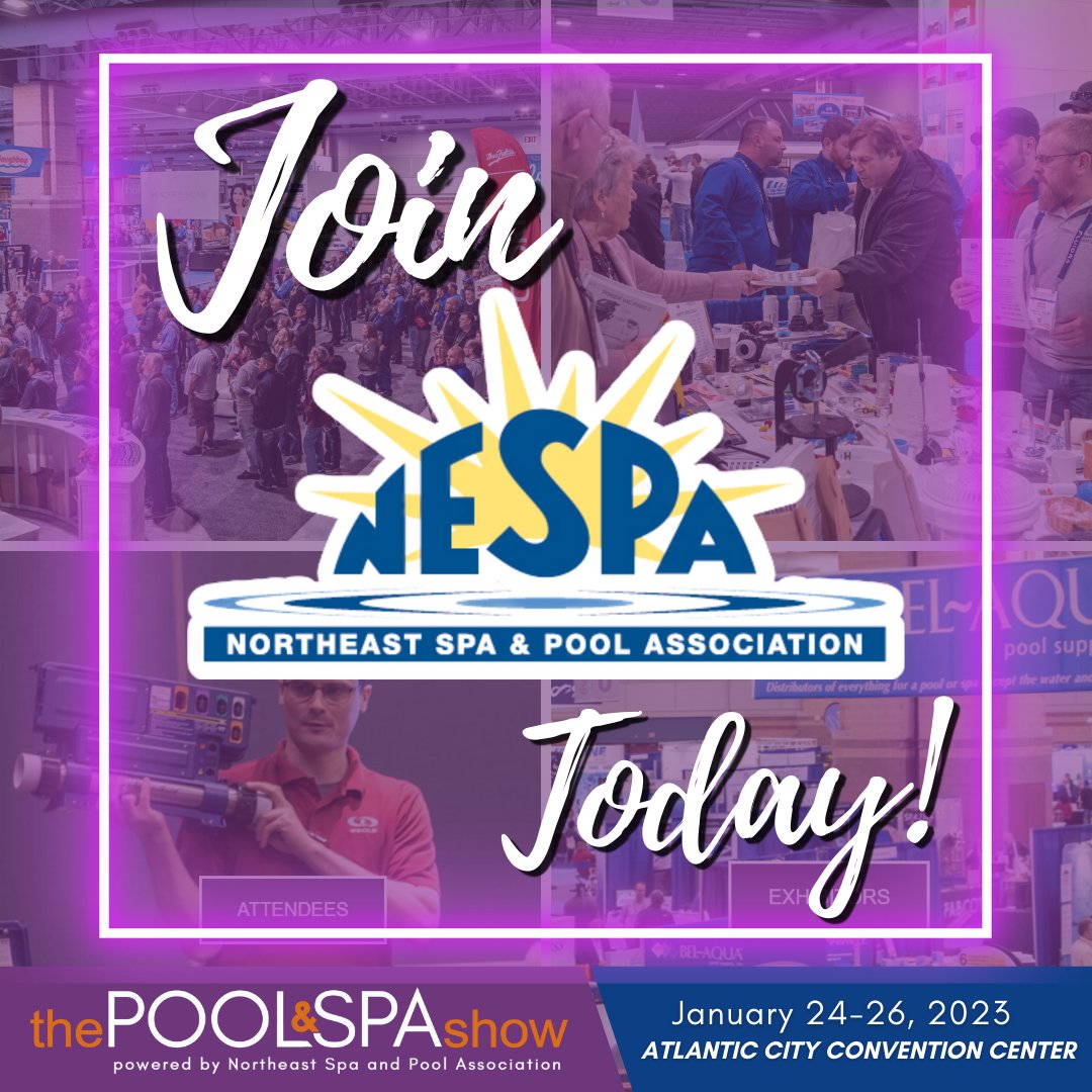 The Northeast Spa and Pool Association is your year-round connection to the pool &amp; spa industry. Giving you access to the tools you need to build your business and boost your profits.

We're open for registration! bit.ly/3gikdCi
