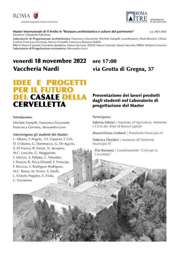 MasterCult_Patr's tweet photo. La scorsa settimana è stata ricca di emozioni per i nostri studenti della prima annualità, il 18/11/2022 infatti presso la Vaccheria Nardi hanno presentato i loro lavori sul Casale della Cervelletta, prodotti nell'ambito del Laboratorio di Progettazione del Master. https://t.co/IBTijodgVF