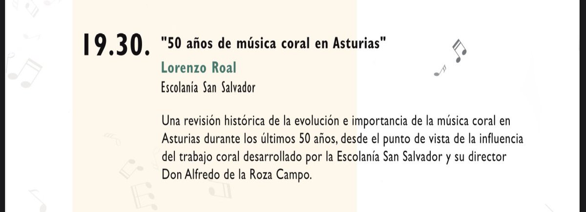 escolania's tweet photo. Y a las 19:30h, @depoetapoco revisará los 50 años de historia de la Escolanía, la evolución de la música coral en Asturias y la labor musical desarrollada por Don Alfredo de la Roza. ¡Entrada libre, no te lo pierdas! ☺️ https://t.co/jfcPFk4E6O
