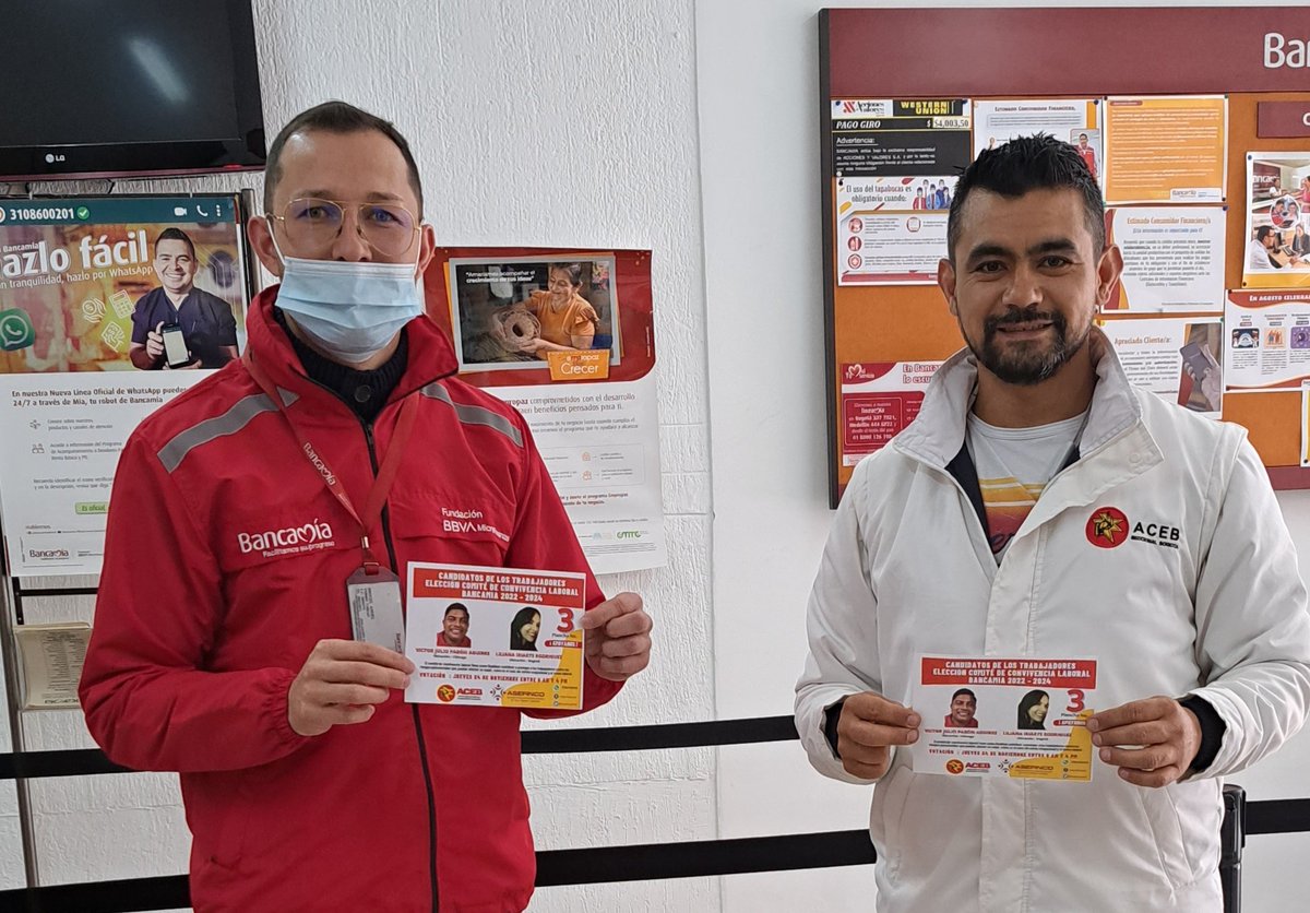 JeffersonGD87's tweet photo. Apoya vota Plancha 3 Comité de convivencia Laboral @BancamiaDS @acebnacional ayuda con tu voto a proteger a los trabajadores contra los riesgos pscosociales https://t.co/91I2SuKbzZ