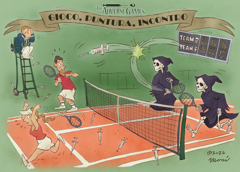 AlterMoai's tweet photo. @AntonioBorrini Congrats to Novak Đoković on his victories... not only in sport! 🏆
For the series: "The Adverse Games" 💀 Game, Set and Match! 🎾
#Djokovic #NoDiscrimination #NoVaccineMandates #NoVaccinePassports #collateraleffects https://t.co/BhlfBCKCrO